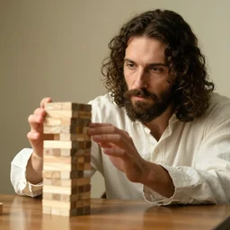Jesus cheating at Jenga