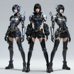 a full body beautiful woman wearing a cyberpunk outfit by karol bak, ayami kojima, artgerm, sakimichan, hr giger, blue eyes, weapons, electronics, high tech, cyber wear, concept art, fantasy, cyberpunk