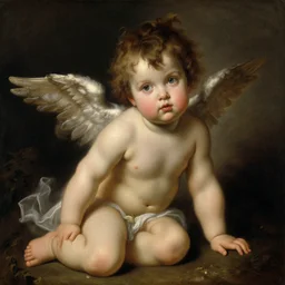 baroque Renaissance rococo painting of a round-face cherub portrait Greg Hildebrandt Lisa Frank