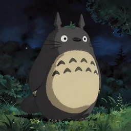 magical giant creature walking in the night made by studio ghibli, beautifl scene, smooth, 8 k, high details, high quality