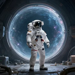 an astronaut standing near a big interdimensional portal, photorealistic, ultra high resolution, ultra detailed, 8 k
