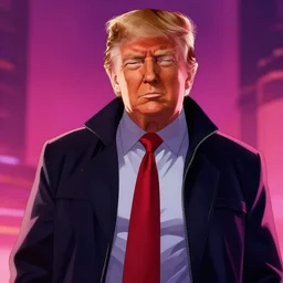 A highly detailed screenshot of a new Donald Trump anime inspired by blade runner 2049, HDR, 8k, trending on artstation