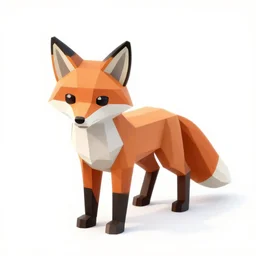 Low polygon render of a fox on a white background, isometric 3d, ultra HD