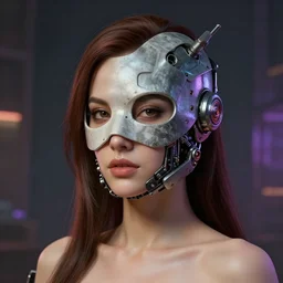 sexy beautiful woman head made of mech mask rendered in unreal engine, cyberpunk, rave, scifi, painted by albrecht durer | bernard buffet | alyssa monks | alfred kubin