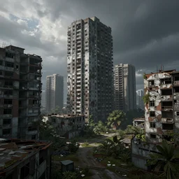 an abandoned, decrepit city, dslr, 8 k, octane beautifully detailed render, cold lighting, cinematic lighting, detailed photo, masterpiece, volumetric lighting, ultra realistic, highly detailed, high quality, lossless, photorealistic