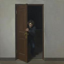 a gust of night pushed its way in the door, by jeffrey smith, oil on canvas, dramatic lighting, smooth, sharp focus, extremely detailed, aesthetically pleasing composition
