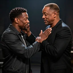 chris rock slapping will smith, shadow harsh lights, dramatic scene, hyper detailed, digital art, trending in artstation, cinematic lighting, studio quality, smooth render, unreal engine 5 rendered, octane rendered