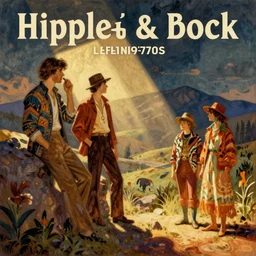 pulp art, artwork by Joseph Leyendecker and Robert McGinnis and Alfred Henry Maurer, 3d octane blender render, Hipple and boho 1970s, progressive rock album cover