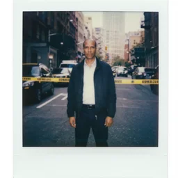 lennie briscoe at a crime scene in new york city, faded, scratched polaroid
