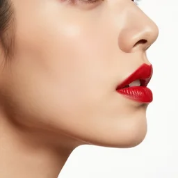 a mexican woman's face in profile, red lips, light skin, white background, dynamic, ultra detailed, 4 k, illustration, by kehinde wiley, kadir nelson, john william waterhouse