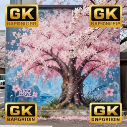 cherry blossom graffiti, high quality, award - winning photograph, 8 k