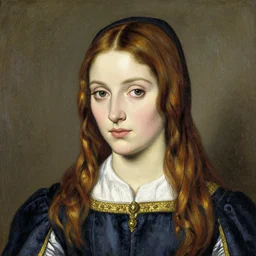 beautiful face virtuous jeanne d'arc in the style of william blake, terese nielsen, isolde