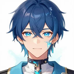 concept art of a vtuber, face, 2d, water themed, hd