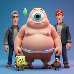 hyperrealistic rendering, fat smooth cronenberg flesh monster spongebob by donato giancola and greg rutkowski and wayne barlow and zdzisław beksinski, eyeballs, product photography, action figure, sofubi, studio lighting, colored gels, colored background