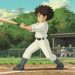 still image from the new studio ghibli animated baseball film'the natural'