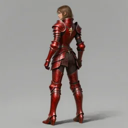 Female paladin, dnd, d&d, leggins, red leather armor, looking from behind, visible face, high fantasy, matte painting, by wlop