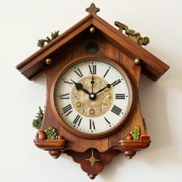a highly detailed and surreal cuckoo clock, colorful, antique