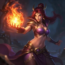 The sorceress casting a fire ball, league of legends, tiny abdomen & inflated hips body, high details 👁️👁️💪💪🖐️🖐️🦵🦵, highly detailed, digital painting, artstation, concept art, smooth, sharp focus, illustration, ArtStation, art by 100% Hearthstone