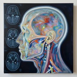 an anthropology of light and neuroscience abstract painting by alan lee, octane render, 8 k texture, mri scanm anatomically accurate