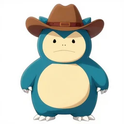 snorlax wearing a cowboy hat by ken sugimori, digital art, character design, ultra detailed, octane render, 4 k, ultra details, dramatic lighting