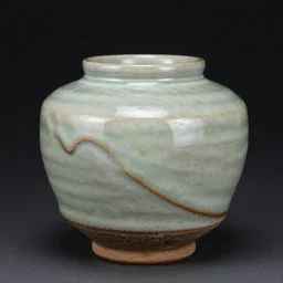 japanese pottery, rustic, handmade, dripping, jade glaze, zen, black background