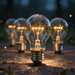 lightbulbs with fireflies in them