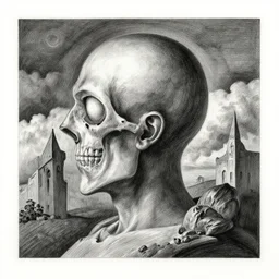 apocalypse as drawn by escher using charcoals