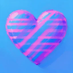 a heart made of blue pink and purple stripes in a pop art style, digital art, trending on art station, brush strokes, medium tones