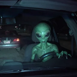 an alien taken by car camera accidently, night
