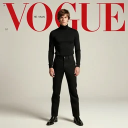 he - man. studio photo in the 7 0's. vogue magazine cover with text. highly detailed