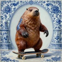 skateboarding walrus, surrealist painting by igor morski, gediminas pranckevicius, beeple, ornament, porcelain, super - resolution, soft lighting, ray tracing global illumination, in a symbolic and meaningful style