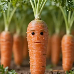 photography of a carrot with the face of elon musk, dof and bokeh