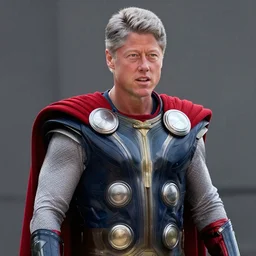 Film still of Bill Clinton as Thor, from The Avengers (2012)