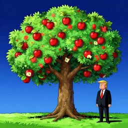 psychic apple tree, political cartoon
