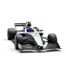 sleek formula race car, clean 3d render, octane render, isolated on a pure white background, centered, entire object in frame, sharp focus, soft studio lighting