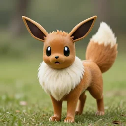a photo of a real life brown fox-Eevee hybrid, Pokemon, brown fur