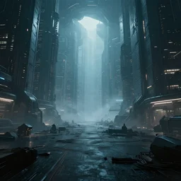 a futuristic city underground, cyberpunk, empty, dreamscape, epic composition