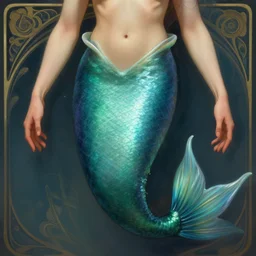 a beautiful mermaid, accurate anatomy,modest, only two hands, highly detailed, digital painting, artstation, concept art, smooth, sharp focus, illustration, Unreal Engine 5, 8K, art by Ross Tran and greg rutkowski and alphonse Mucha