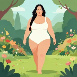a stunning vector portrait of a thicc and voluptuous lana del rey of vengerberg dressed as a beautiful poison ivy with hair tied in a braid walking through a flowering garden, greenhouse in the background, intricate, elegant, highly detailed, digital painting, artstation, concept art, ultra sharp focus, illustration, art by greg rutkowski and alphonse mucha