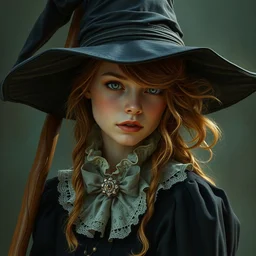 portrait of emma stone dressed as a witch, hyper detailed, award winning