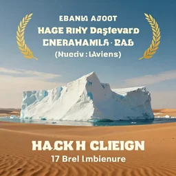 huge iceberg in middle of the desert, cinematic, award winning