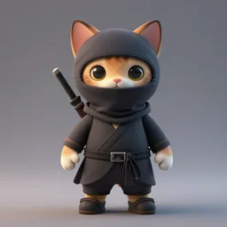 a cat as a ninja, 3 d render, blender render, portrait, photograph,