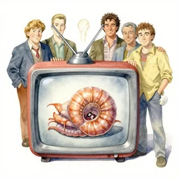 watercolor television v hold nautiloid machine by richard corben, bernie wrightson, ian miller, boris vallejo, & albrecht durer, fine art masterpiece baked at 3 0 0 f, matte painting, backlit dystopian lighting, photorealistic render, cinematic,