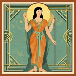flat art deco of 🧟‍♀️