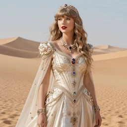 taylor swift as a princess of the arean deserts, intricate, elegant, highly detailed, digital painting, artstation, concept art, smooth, sharp focus, illustration, art by frank frazetta, william mortensen, arny freytag