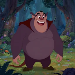 Movie frame of the evil creature Mark Zuckerberg laughing from the coloured Disney animated motion picture released in 1937, beautiful enchanted forest, directed by Walt Disney,  highly detailed background paintings by Thomas Kinkade