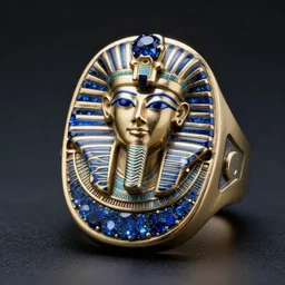 highly detailed photorealistic depiction of an egyptian ring with blue rock decoration, super detailed, studio, sharp, 8 5 mm sigma art lens
