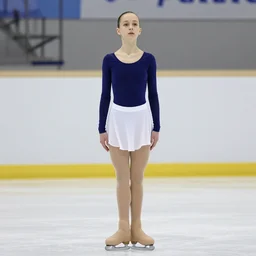full body photo of 2 0 years old skinny gabriella papadakis, neck wrinkles, wearing white skirt, blueshirt and panty hose