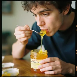 kodak portra 8 0 0, flickr photograph of a guy eating glue out of a pot, glue eating guy, yummy glue pot delicious i love eating glue photo