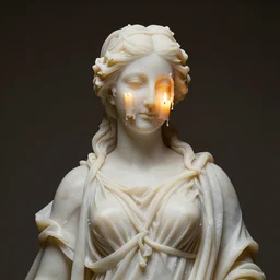 a delicate renaissance wax goddess with the hole in face covered with wax and covered with many candles, highly detailed marble cloth, gi, global illumination, physically based rendering, photorealistic, top light, by Livio Scarpella, Urs Fischer, Jin Shan, Mooniq Priem and Nicola Samori